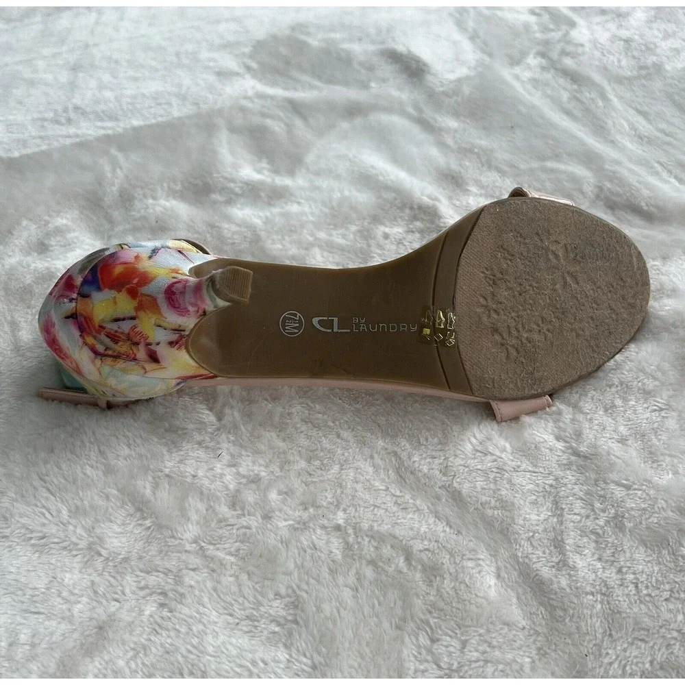CL By Laundry Women's Heels Floral Heel Ankle Straps Sz 7.5 Excellent Condition!